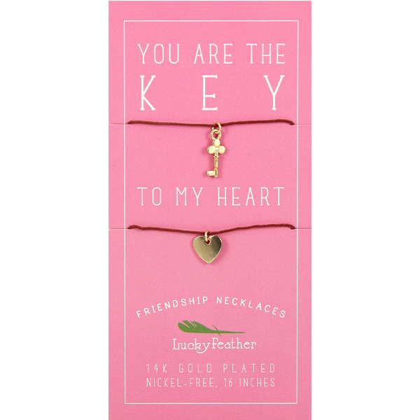 Friendship Necklace - Gold - KEY/HEART - 4 pk