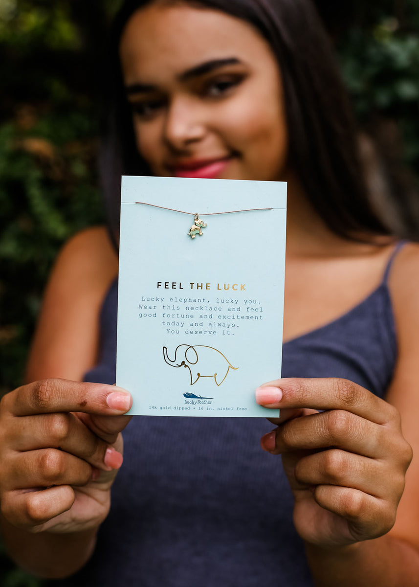 New Moon Gold Necklace FEEL LUCK/ELEPHANT – Lucky Feather Wholesale