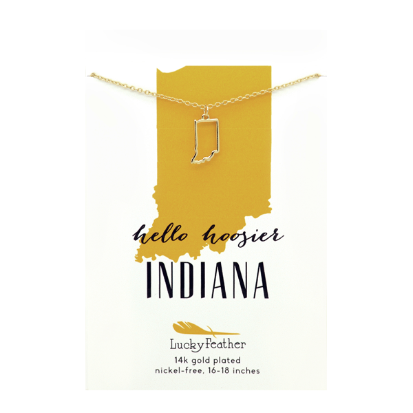 State Necklace- Gold - Indiana - 4PK