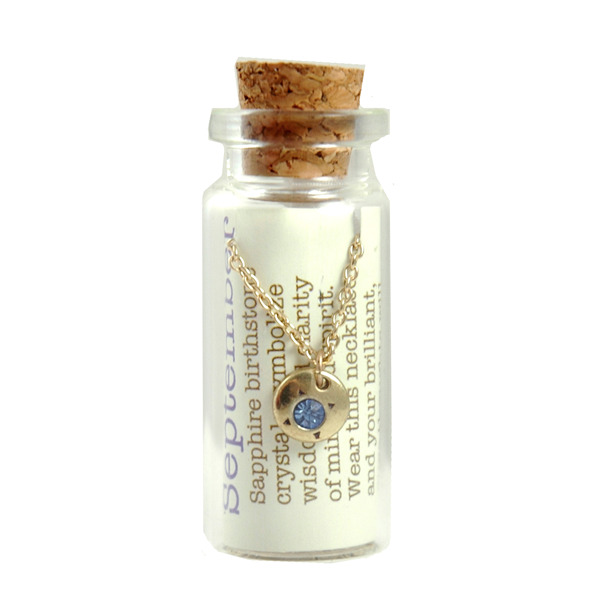 Birthstone Bottle Necklace Gold - September/Sapphire - 4pk 