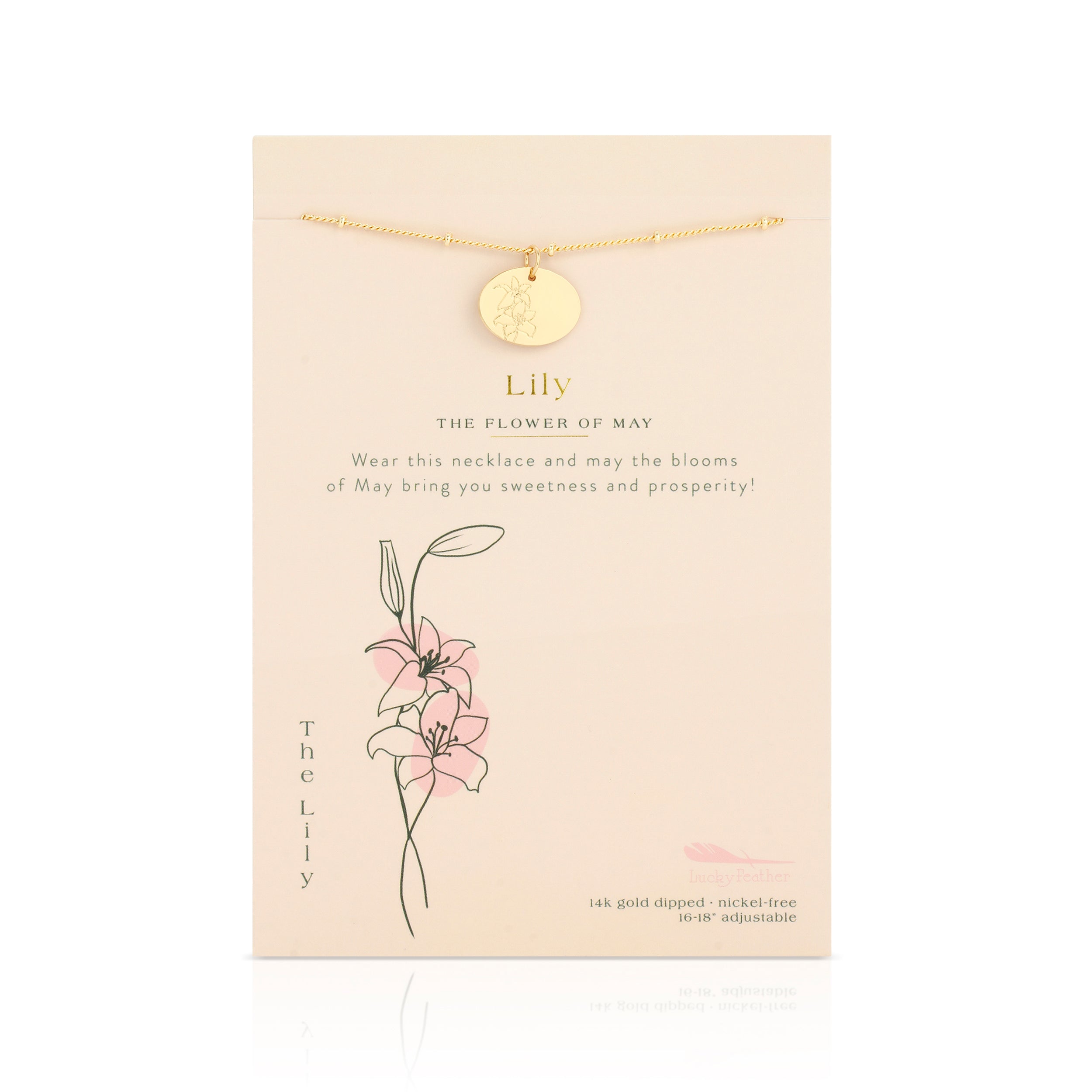 mint and lily birth flower necklace Birth Month Flower Necklace - Lily