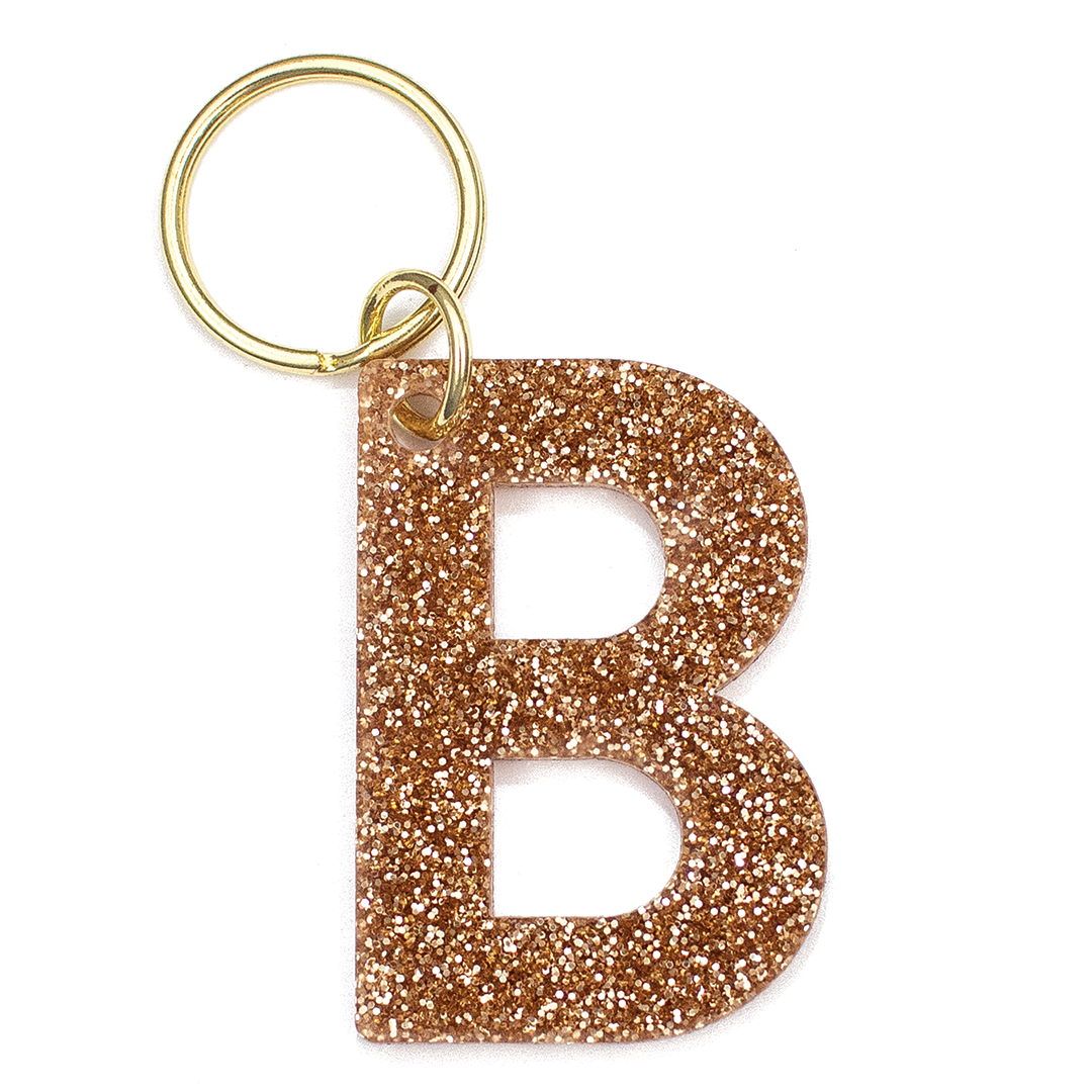Light Blue Glitter Letter Initial Keychains > MyEBooth