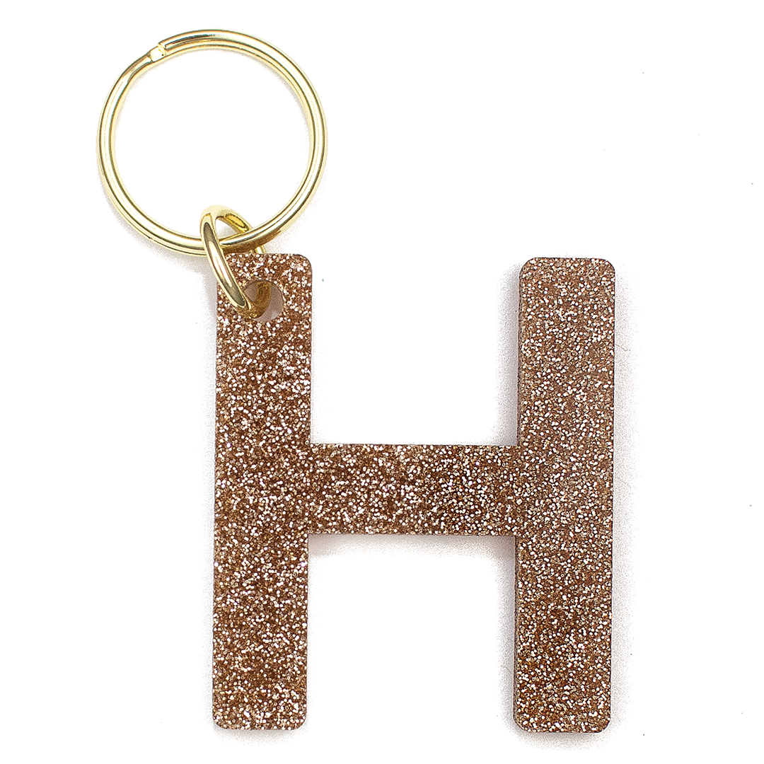 Alphabet Letter H Keychain - Stainless Steel Keyring With 3D Domed Design - View #4