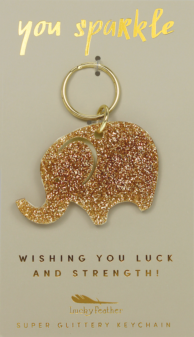 Lucky Feather - Glitter Keychain - Letter - A