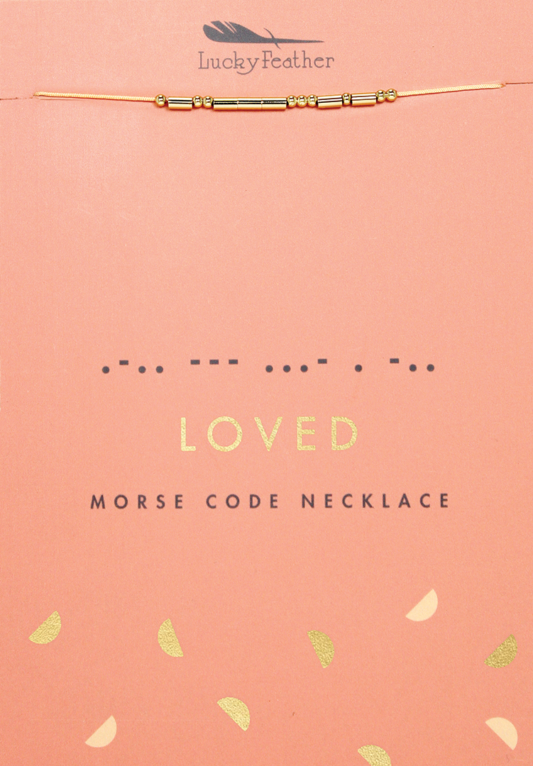 Morse Code Necklace Gold LOVED