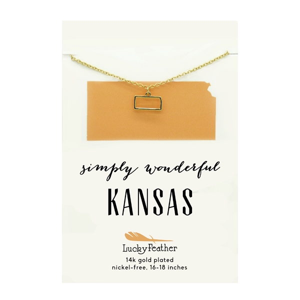 State Necklace- Gold - Kansas - 4PK
