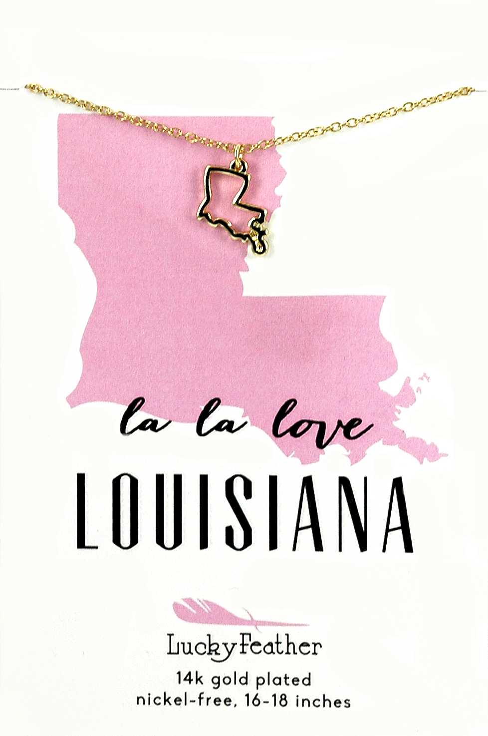 Sterling Silver Louisiana Charm Necklace, Choose Your Font, Custom Louisiana Necklace, Louisiana Pendant Necklace, Louisiana State Necklace