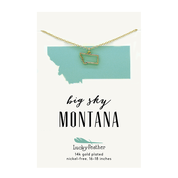 State Necklace- Gold - Montana - 4PK