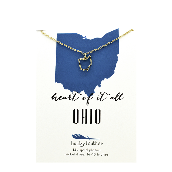 State Necklace- Gold - Ohio - 4PK