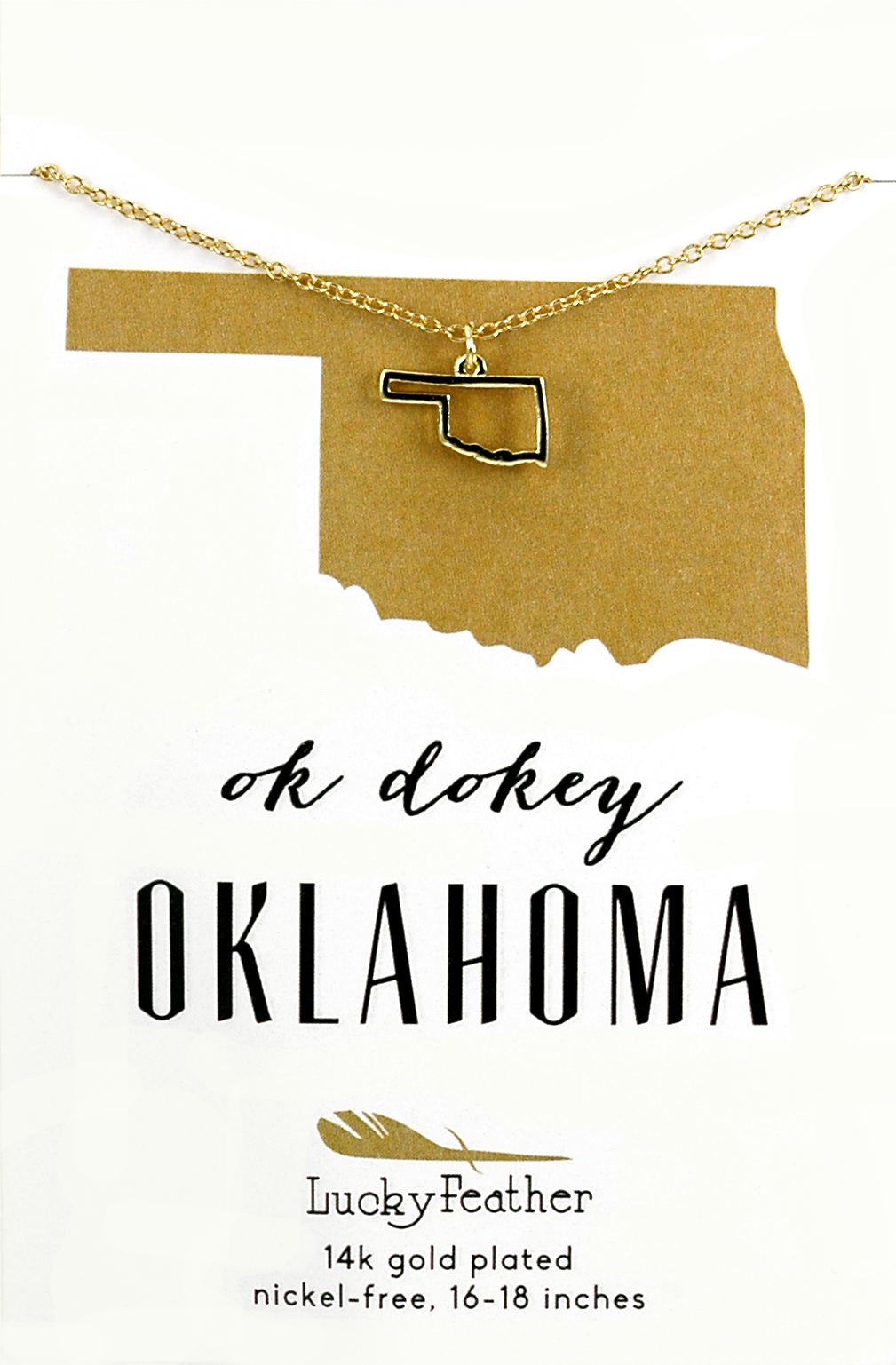 State Necklace Gold OKLAHOMA