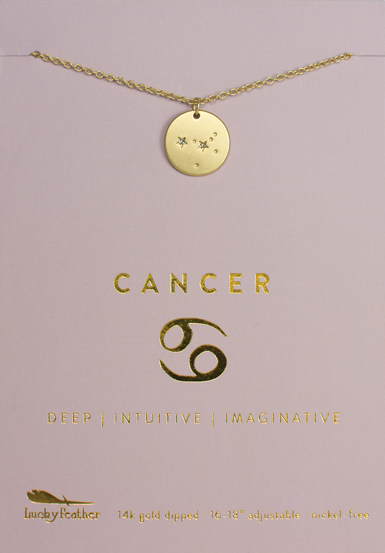 Cancer Zodiac Sign Necklace Gold – Lulugem.com